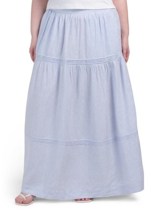 Rachel Zoe Dresses & Skirts - RACHEL ZOE Linen Blend Tiered Skirt With Pintuck Pleats